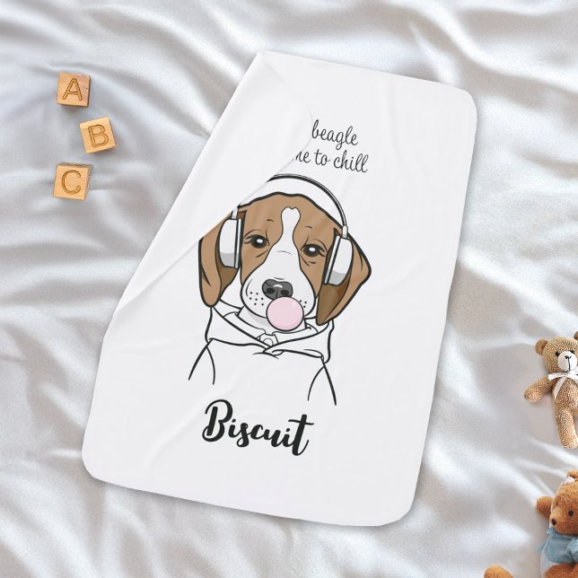Chilling Beagle with Bubblegum Cute Funny Dog Baby Blanket (Creator Uploaded)