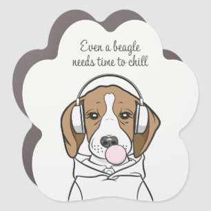 Chilling Beagle with Bubblegum Cute Funny Dog Car Magnet