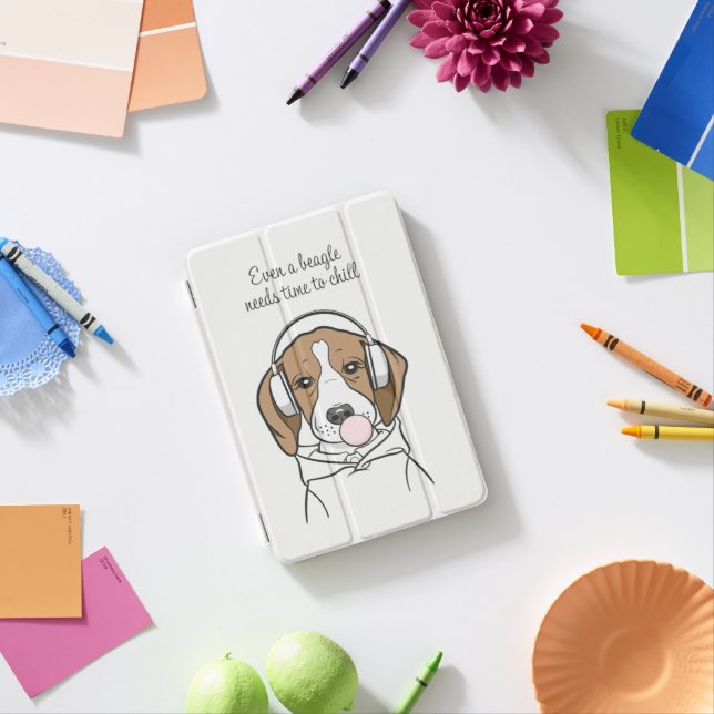 Chilling Beagle with Bubblegum Cute Funny Dog iPad Mini Cover (In Situ)