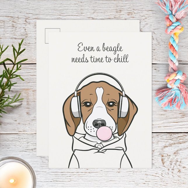 Chilling Beagle with Bubblegum Cute Funny Dog Postcard (Creator Uploaded)