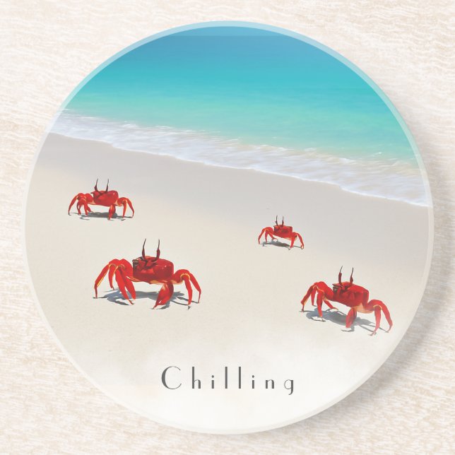 Chilling — Ceramic Beach Coaster (Front)