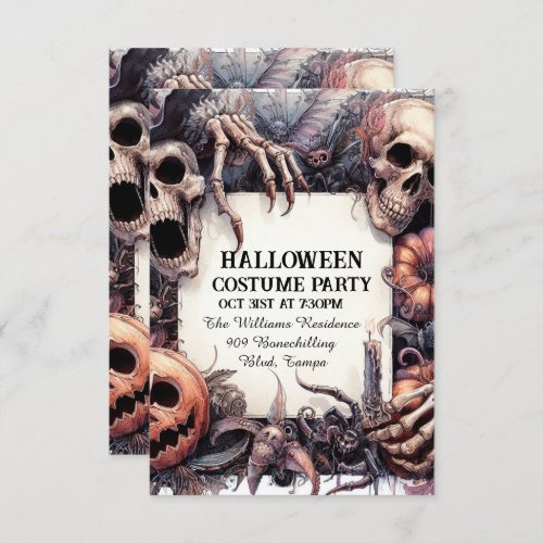 Chilling Charm Customizable Halloween Party Call Invitation