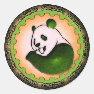 Chilling Chomping Panda Orange Classic Round Sticker