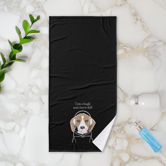 Chilling Dog with Bubblegum Cute Funny Beagle Bath Towel Set (Creator Uploaded)