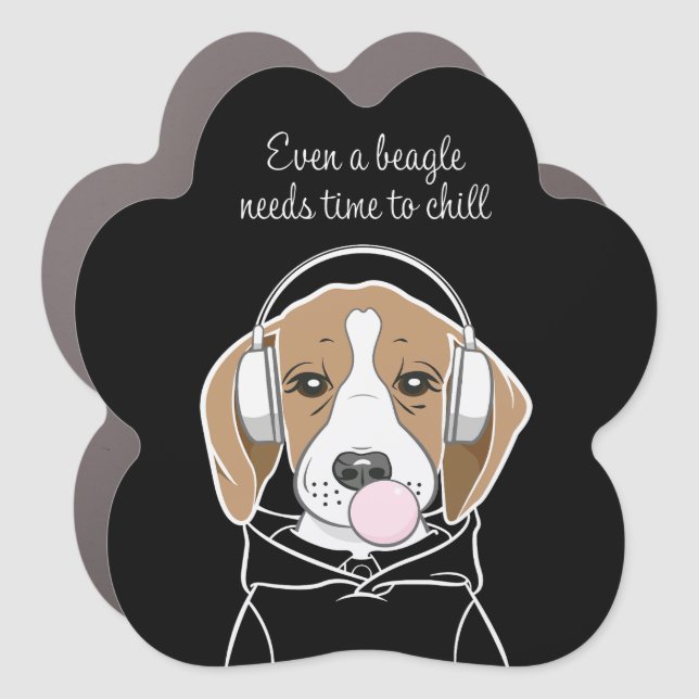 Chilling Dog with Bubblegum Cute Funny Beagle Car Magnet (Front)