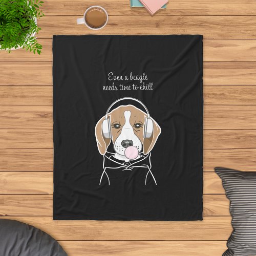 Chilling Dog with Bubblegum Cute Funny Beagle Fleece Blanket