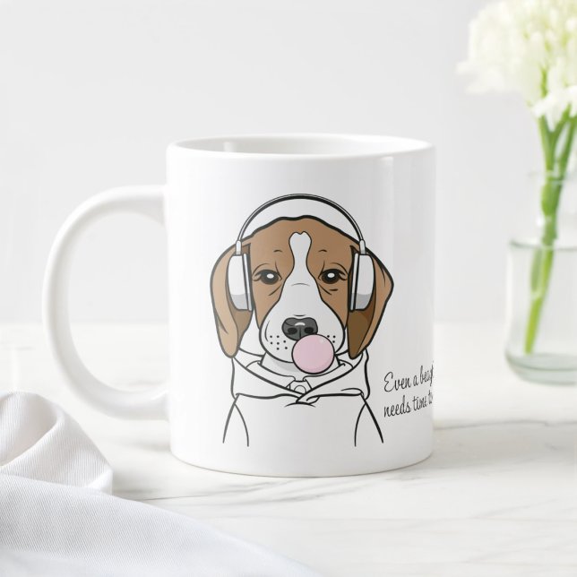Chilling Dog with Bubblegum Cute Funny Beagle Giant Coffee Mug (Creator Uploaded)