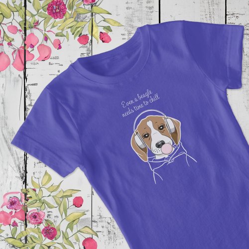 Chilling Dog with Bubblegum Cute Funny Beagle T_Shirt