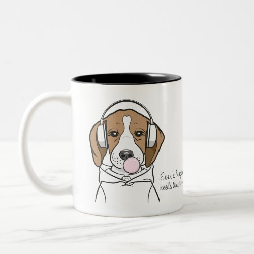 Chilling Dog with Bubblegum Cute Funny Beagle Two_Tone Coffee Mug