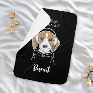 Chilling Dog with Bubblegum Funny Beagle Baby Blanket
