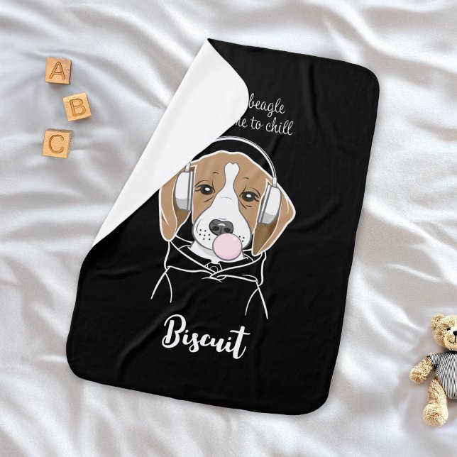 Chilling Dog with Bubblegum Funny Beagle Baby Blanket (Creator Uploaded)