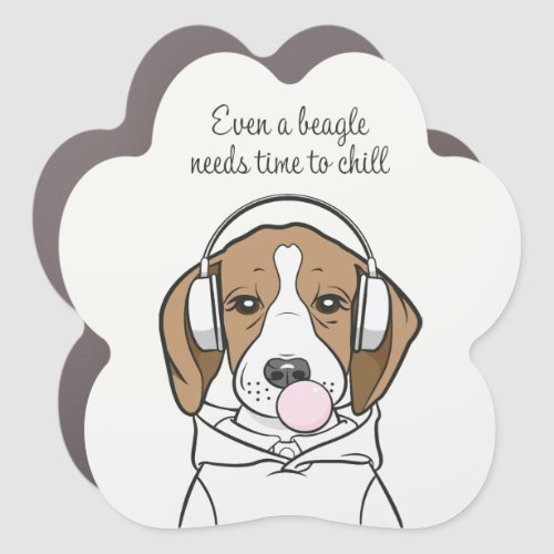 Chilling Dog with Bubblegum Funny Beagle Car Magnet