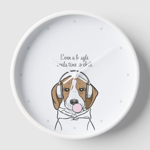 Chilling Dog with Bubblegum Funny Beagle Clock