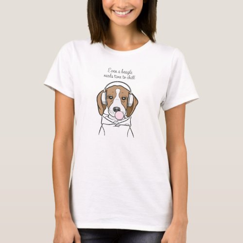 Chilling Dog with Bubblegum Funny Beagle Dog T_Shirt