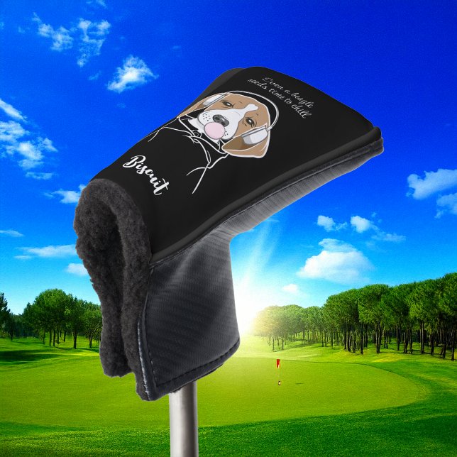 Chilling Dog with Bubblegum Funny Beagle Golf Head Cover (Creator Uploaded)