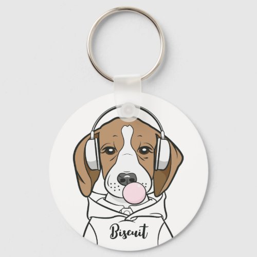 Chilling Dog with Bubblegum Funny Beagle Keychain