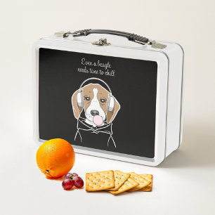 Chilling Dog with Bubblegum Funny Beagle Metal Lunch Box