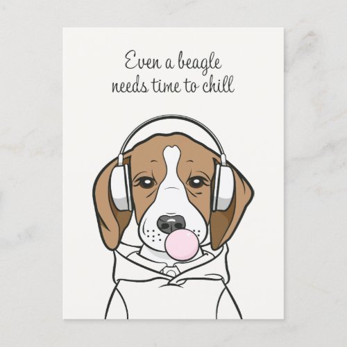 Chilling Dog with Bubblegum Funny Beagle Postcard