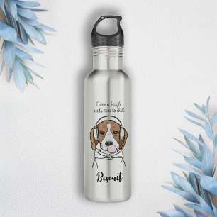 Chilling Dog with Bubblegum Funny Beagle Stainless Steel Water Bottle