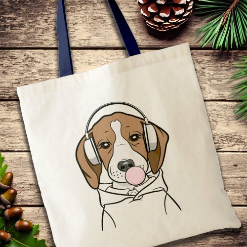 Chilling Dog with Bubblegum Funny Beagle Tote Bag