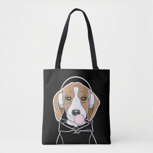 Chilling Dog with Bubblegum Funny Beagle Tote Bag