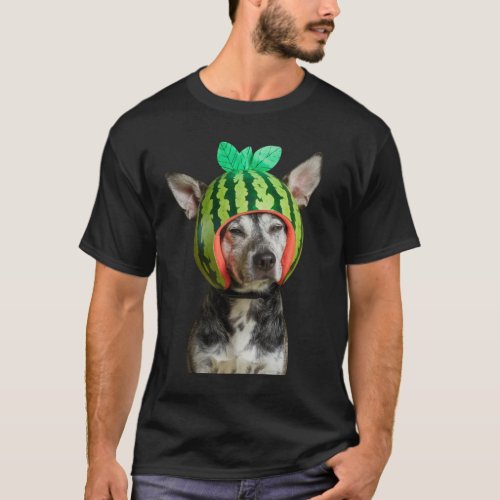 Chilling Dog With Watermelon Helmet T_Shirt