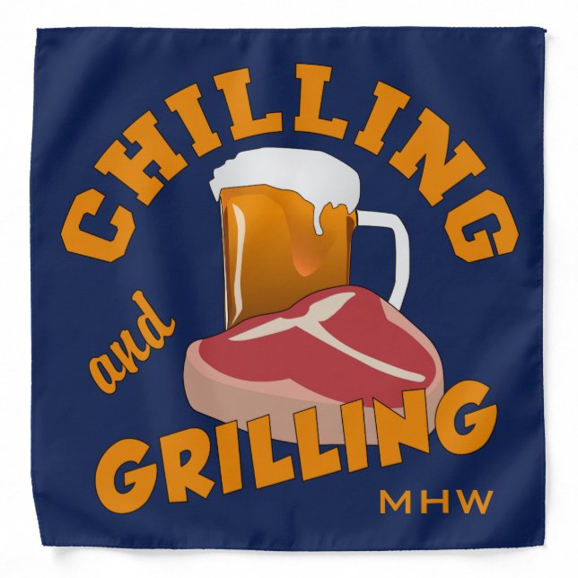 Chilling & Grilling custom monogram bandana (Front)