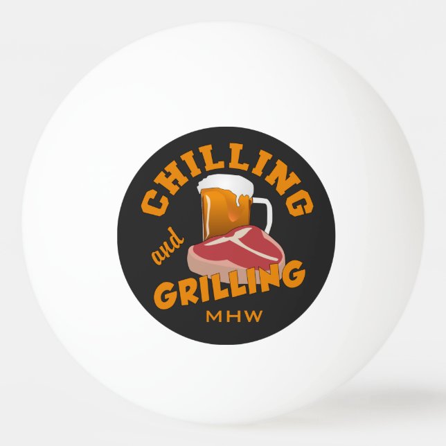 Chilling & Grilling custom monogram pingpong balls (Front)