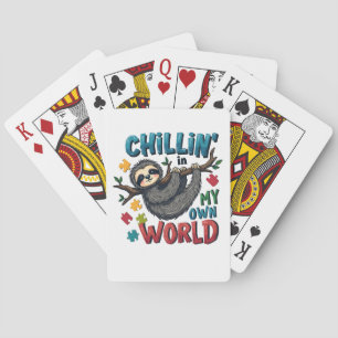 Chilling in My World Sloth Autism Awareness Poker Cards