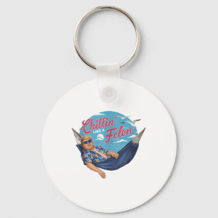 Chilling Like A Felon Funny Trump Summer Beach Usa Keychain