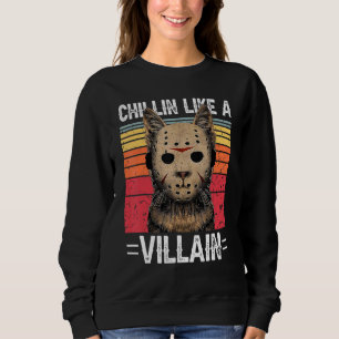 Chilling Like A Villain Style Cat Retro Scary Hall Sweatshirt