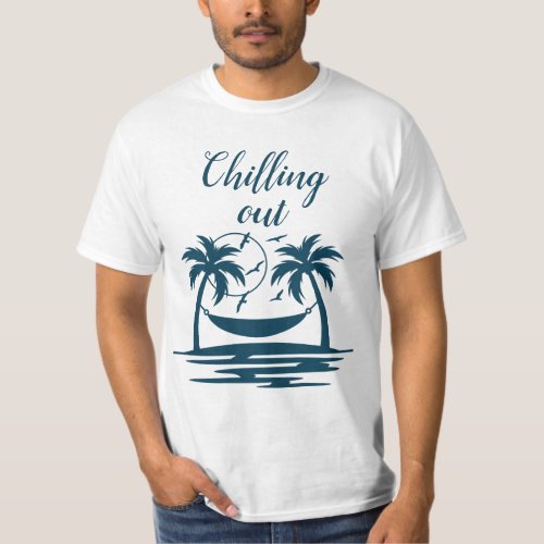 Chilling Out Beach Palm Trees Hammock T_Shirt