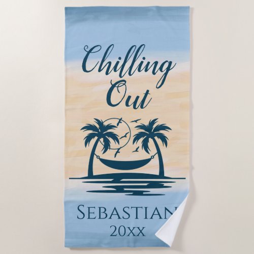 Chilling Out  Palm Trees Hammock Beach Beach Towel