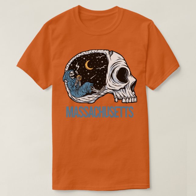 Chilling Skeleton Massachusetts  T-Shirt (Design Front)