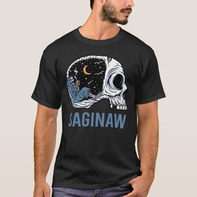 Chilling Skeleton - Saginaw T-Shirt (Front)