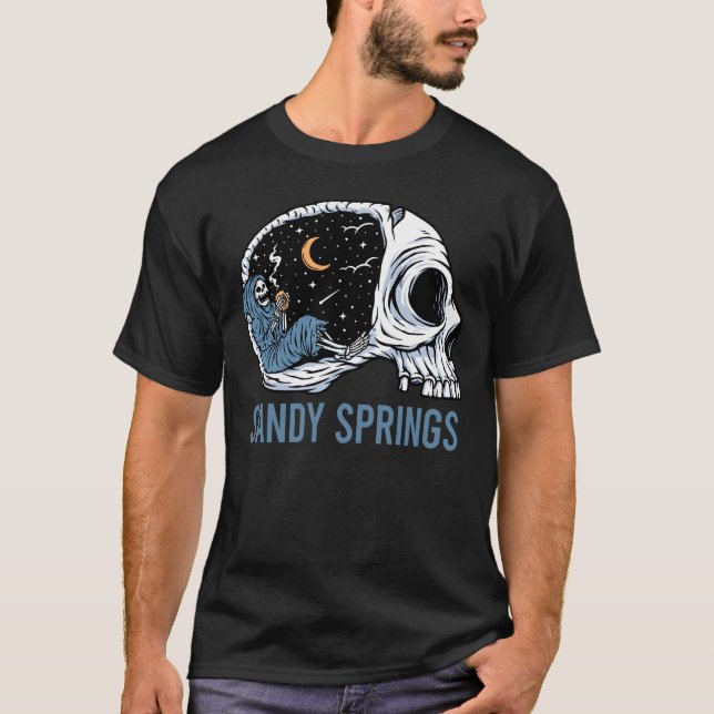 Chilling Skeleton - Sandy Springs T-Shirt (Front)