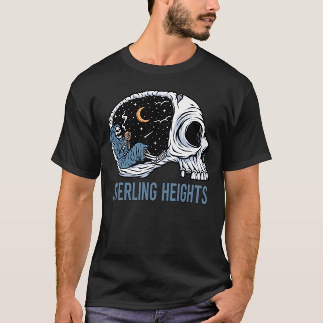 Chilling Skeleton - Sterling Heights T-Shirt (Front)