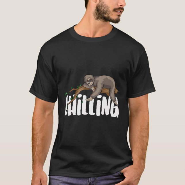 Chilling Sloth Cool Sleeping Lazy Sloth Fans Funny T-Shirt (Front)