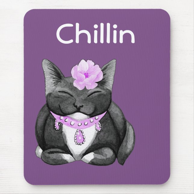 Chilling Tuxedo Cat Mousepad (Front)
