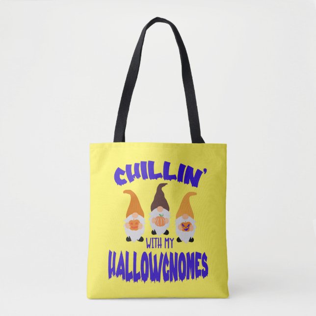 Chilling With Halloween Gnomes Trick Or Treat Tote (Front)