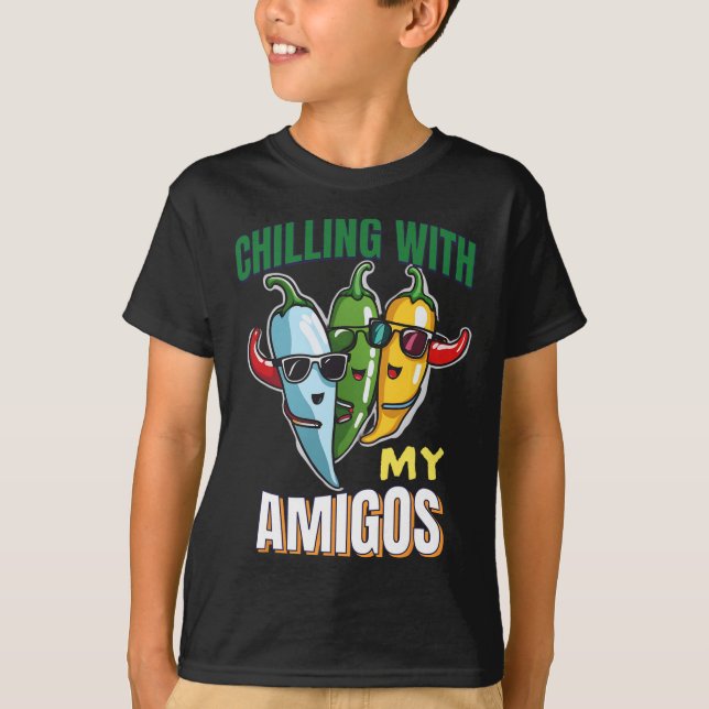 Chilling With My Amigos Cinco De Mayo Chilly Peppe T-Shirt (Front)
