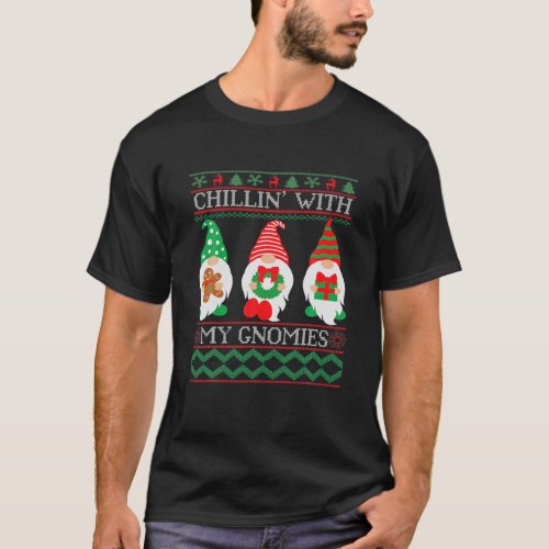 Chilling With My Gnomies Santa Gnome Christmas Gif T_Shirt