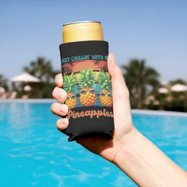 Chilling With My Pineapples Sunglasses Tropical  Seltzer Can Cooler (In Situ Pool)