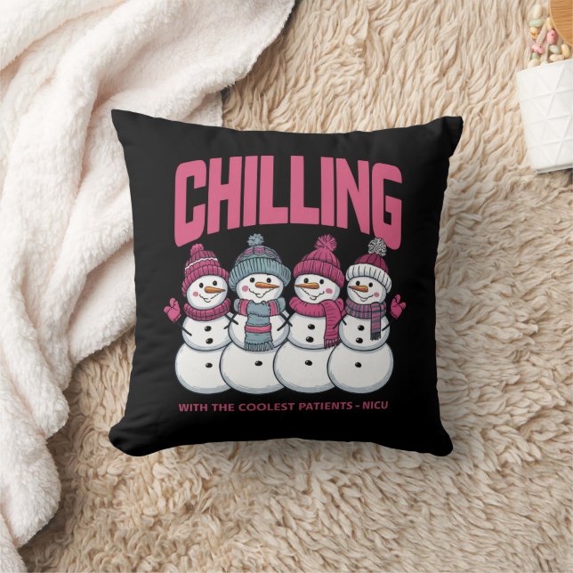 Chilling With The Coolest Patients NICU Christmas  Throw Pillow (Blanket)