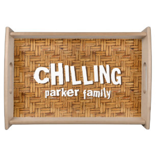Chilling Woven Wicker Print Pattern Serving Tray