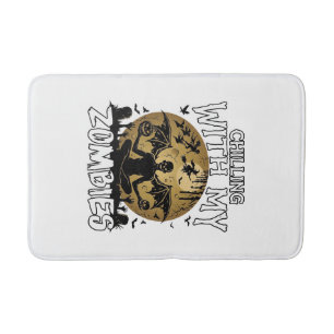 Chilling Zombies Halloween Winged Demon Moon Grave Bath Mat