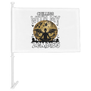 Chilling Zombies Halloween Winged Demon Moon Grave Car Flag