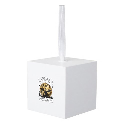 Chilling Zombies Halloween Winged Demon Moon Grave Cube Ornament