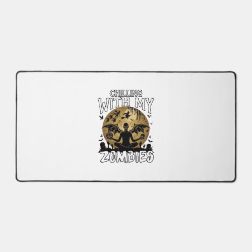 Chilling Zombies Halloween Winged Demon Moon Grave Desk Mat