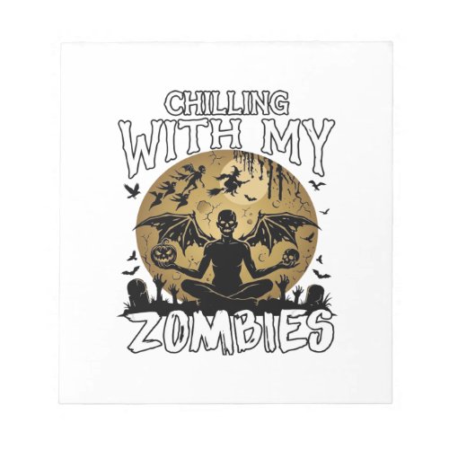 Chilling Zombies Halloween Winged Demon Moon Grave Notepad